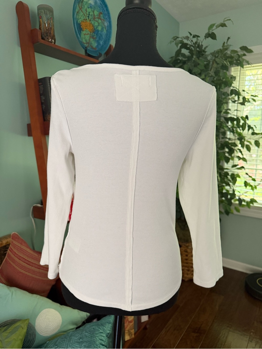 We The Free White Boatneck 3/4 Sleeve Ribbed Top - Picture 4 of 10